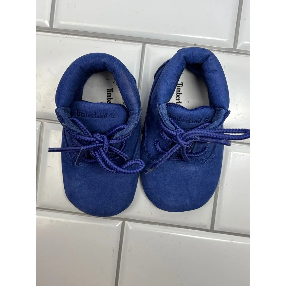 Timberland Crib Bootie Infant 2 Bright Blue Excellent 50th Edition Nubuck